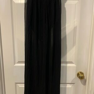 Reverse Black Textured Skirt